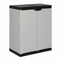 Armadio da Esterno in PVC e Polipropilene, 68x40x85 cm, Grigio e Nero, con Ripiano e Serratura, ideale per Terrazza e Cantina