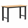 Banco da Lavoro Professionale in Acciaio, Piano in Legno Faggio, Portata 1000 kg, 1500x750x877 mm