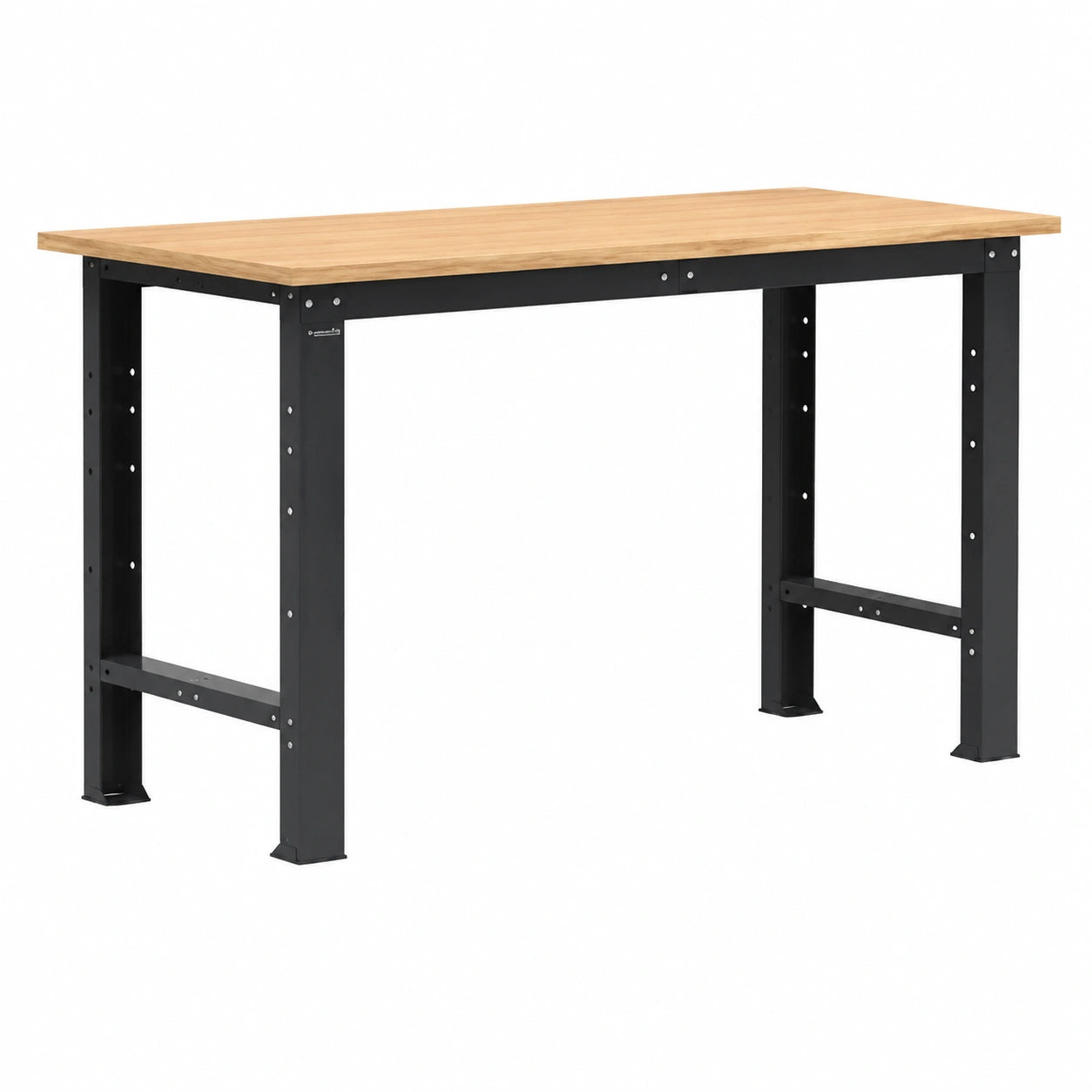 Banco da Lavoro Professionale in Acciaio, Piano in Legno Faggio, Portata 1000 kg, 1500x750x877 mm