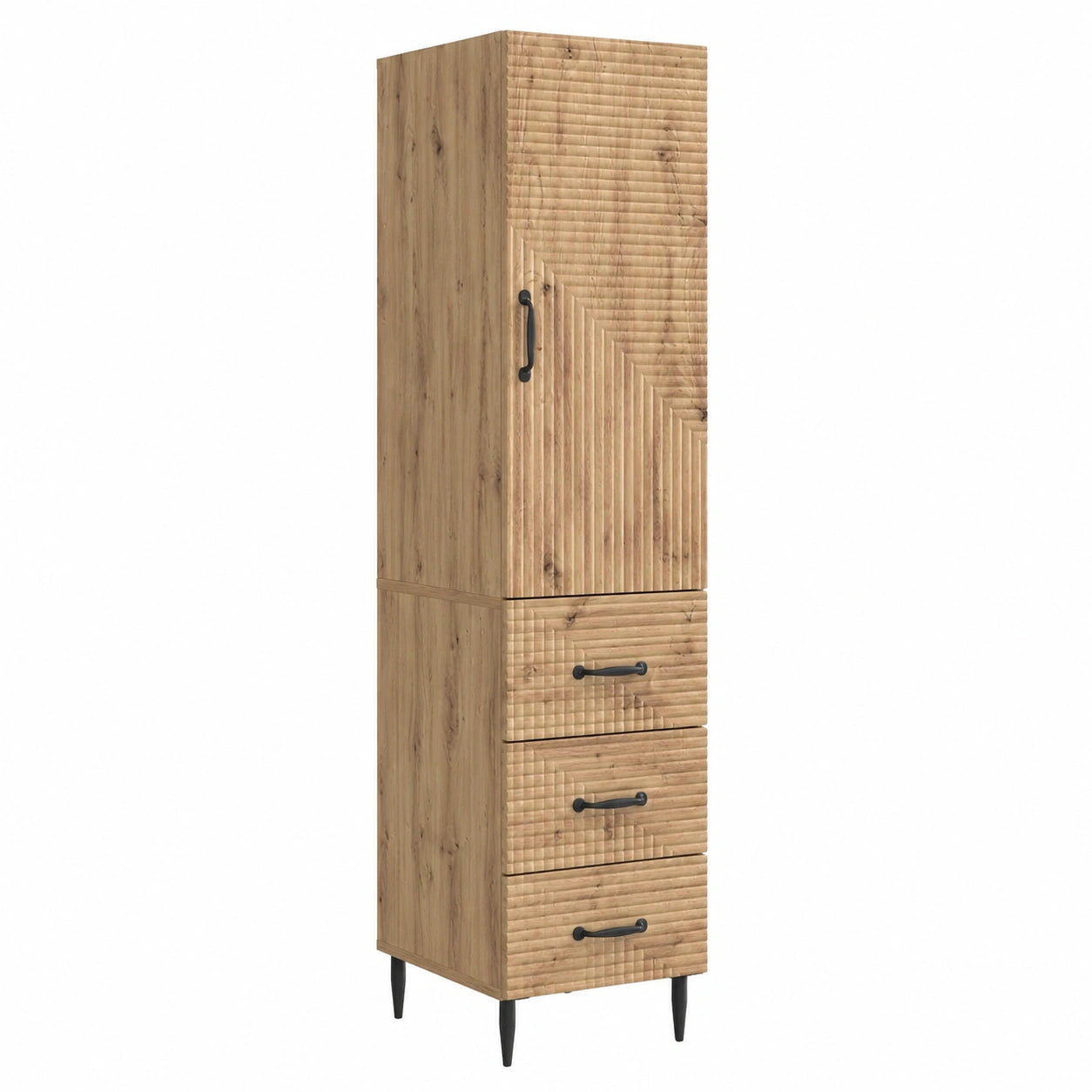 Coppia Armadi in Rovere con Cassetto e Mensola, 90cm, Multiuso