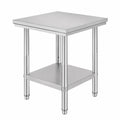 VEVOR Tavolo da Lavoro in Acciaio Inossidabile, 60x60x80 cm, 2 Ripiani, Ideale per Cucina e Garage