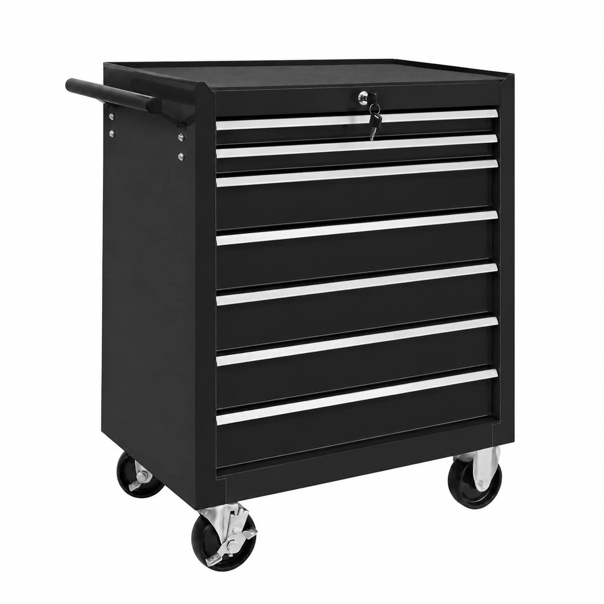 Carrello Portautensili a 7 Cassetti con Ruote, Ideale per Officina - Nero