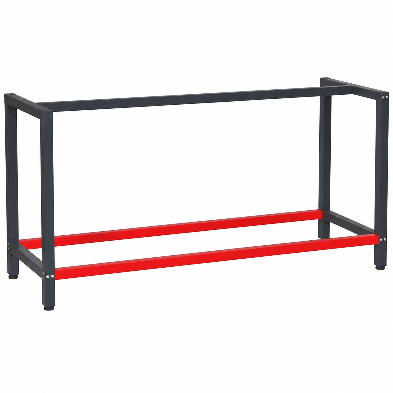 Struttura in Acciaio per Banco da Lavoro Antracite-Rosso, Gambe Regolabili, 175x57x81 cm
