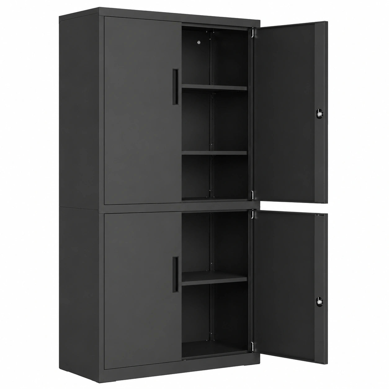Armadietto Metallo Garage 5 Ripiani con Serrature, 40x80x180 cm, Nero