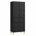 Coppia Armadi Neri in Legno con Cassetto e Scaffale - 66x34,5x90 cm, Ufficio e Casa