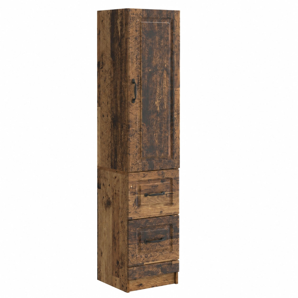 Set di 2 armadi in legno rustico con cassetto e serratura, ideale per casa e ufficio