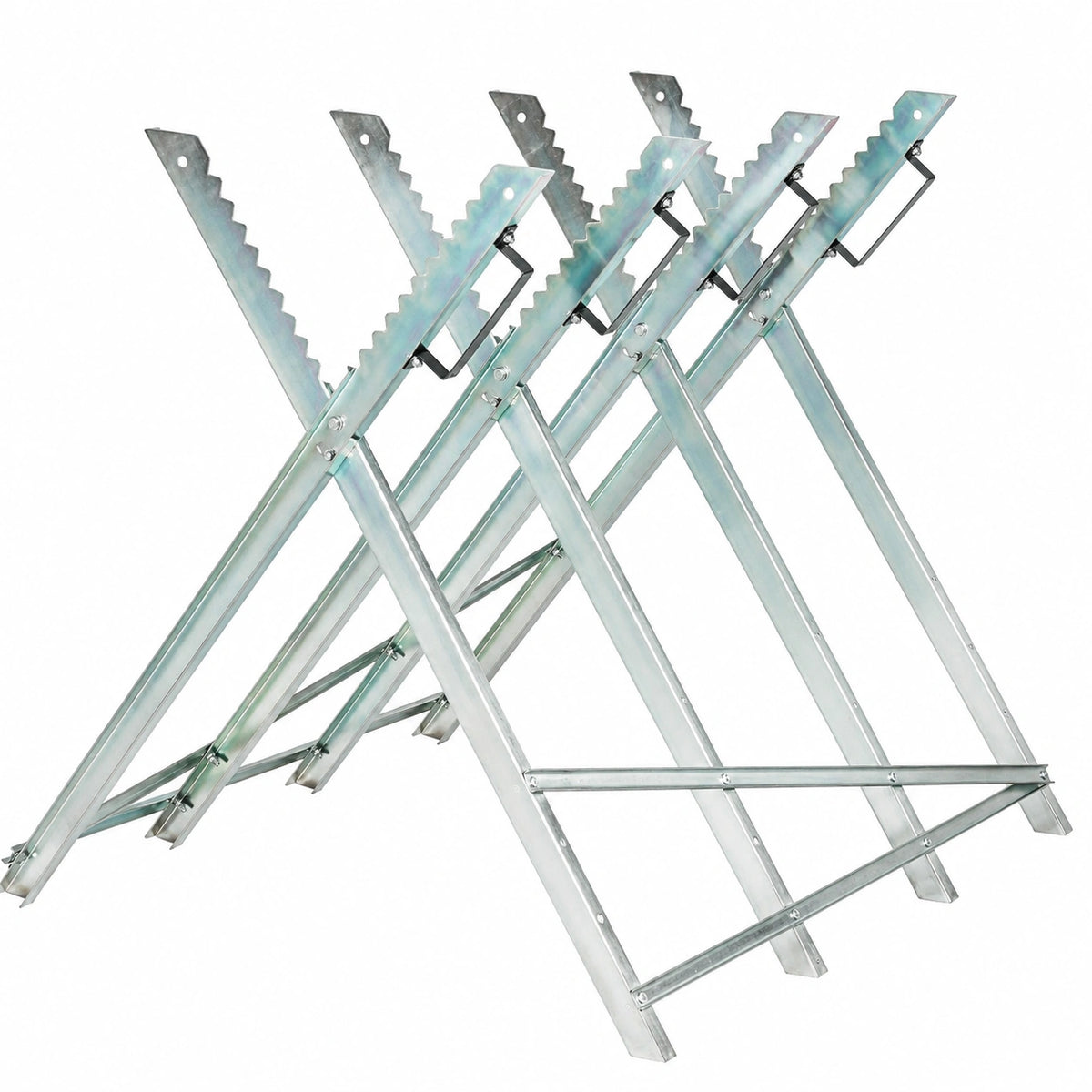 Cavalletto Taglialegna Pieghevole in Metallo, 84x80x80 cm, Portata 200kg, Ideale per Motosega a Batteria o Scoppio - Grigio