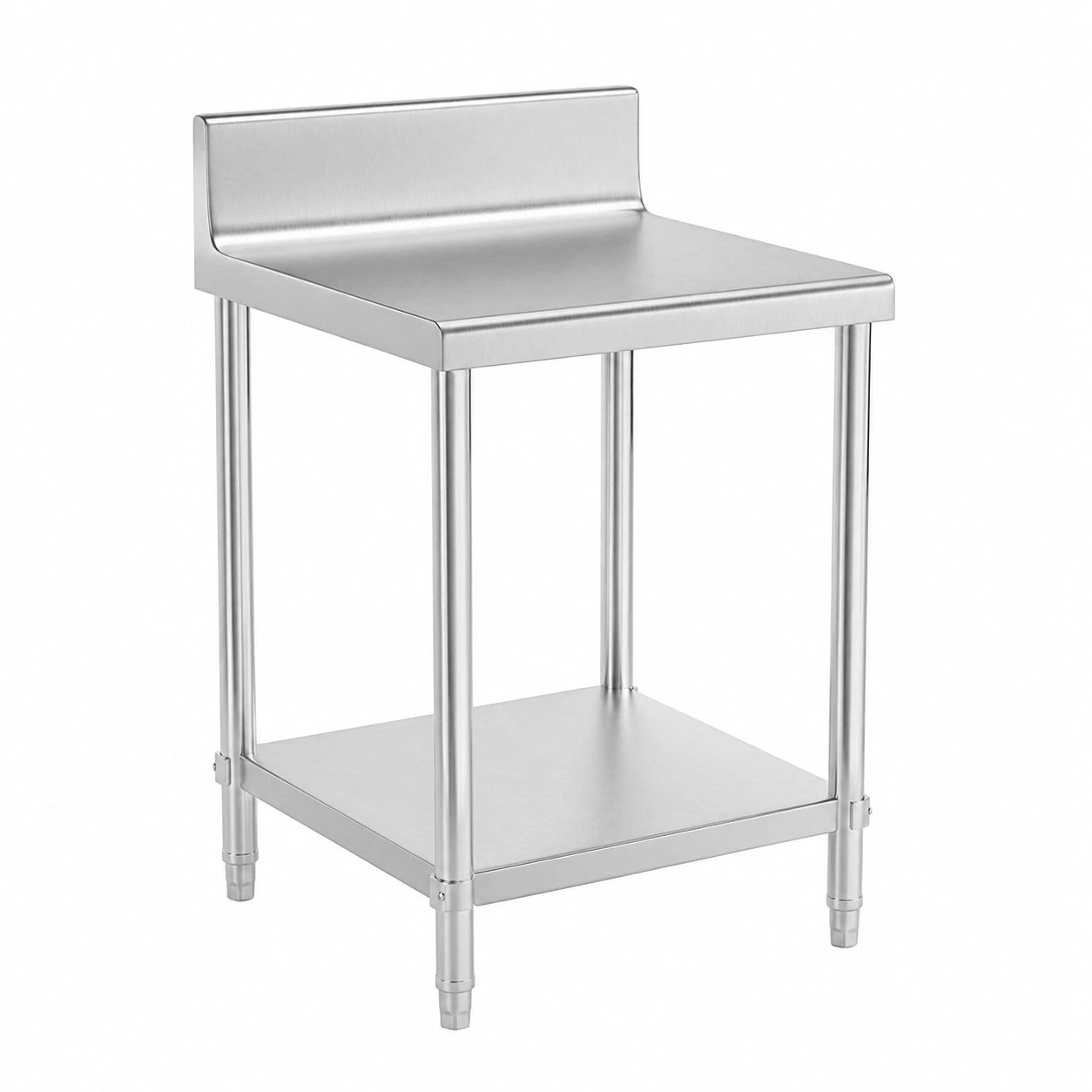 Tavolo da Lavoro in Acciaio Inox con Alzatina, 60x60 cm, Capacità 250 kg