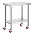 VEVOR Tavolo da Lavoro in Acciaio Inossidabile 76 x 46 x 86 cm, Capacità di Carico 100 kg, Ideale per Catering e Cucina Professionale