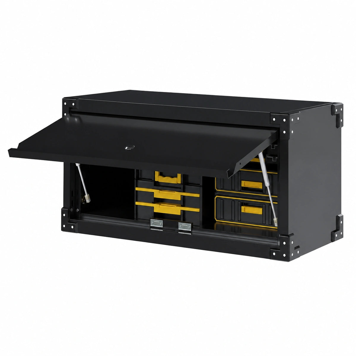 Armadio in metallo 80 cm con serratura e porta a ribalta per officina e cucina, Nero