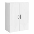 Armadio a Muro in Legno Lucido Bianco con Maniglie in Metallo, 66x34,5x90 cm, per Soggiorno e Ufficio
