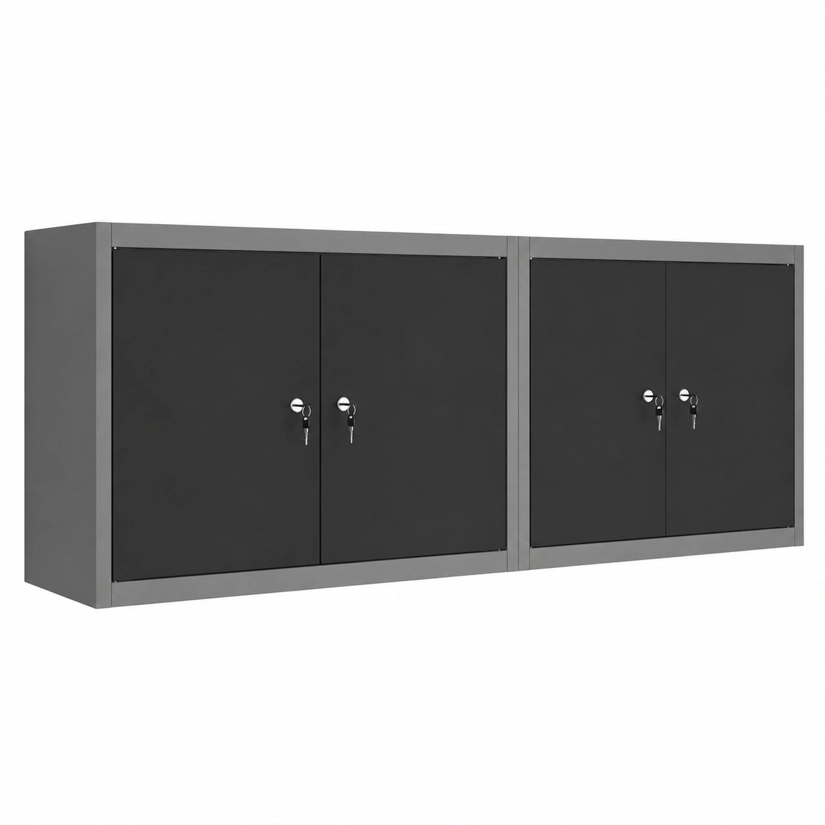 Armadio Portautensili in Acciaio Nero e Grigio con Serratura, 3 Ripiani, 100x20x55cm per Officina e Garage