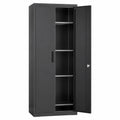 SONGMICS Armadio Metallo a 5 Ripiani con Serratura e Ante Regolabili, 40 x 60 x 180 cm, Nero Opaco
