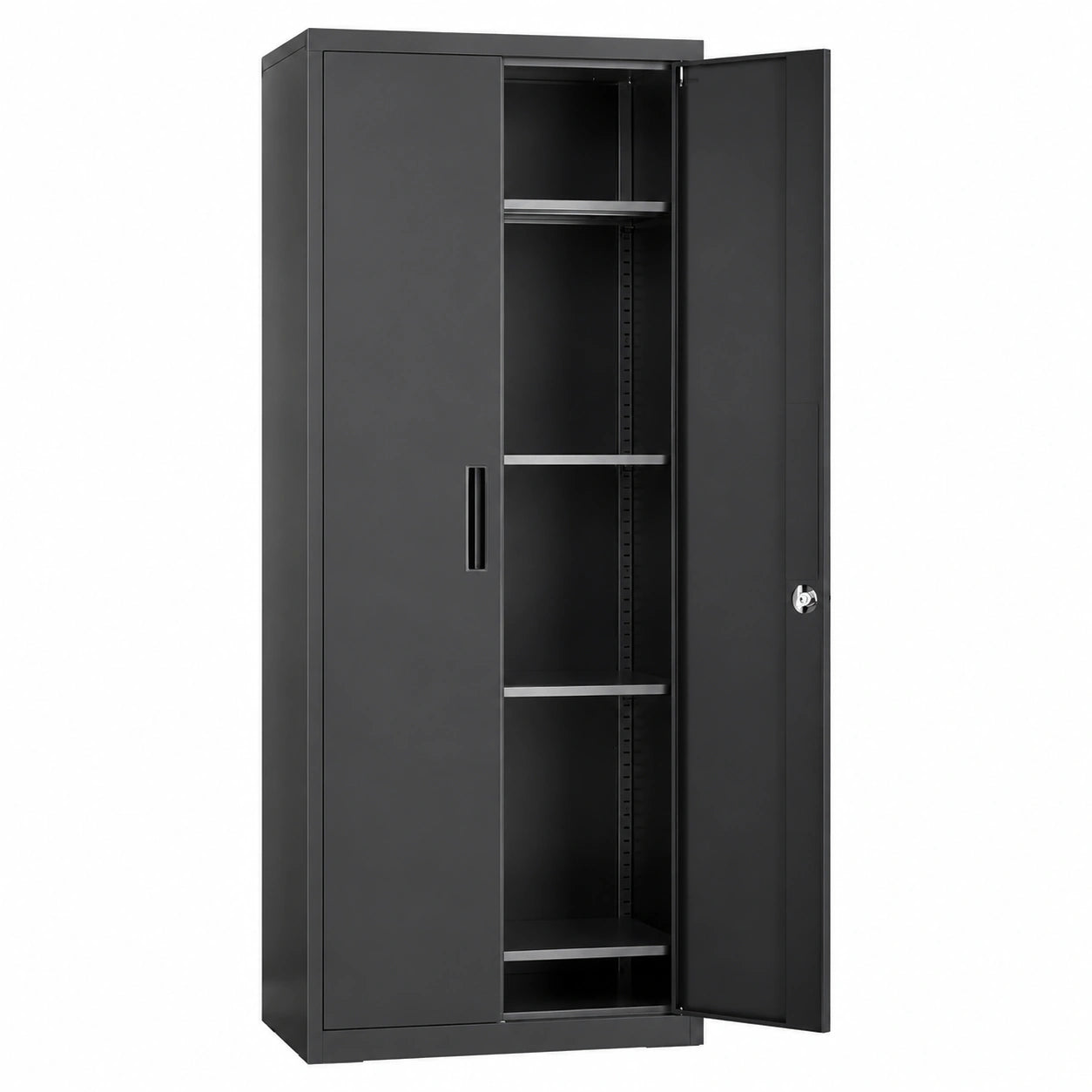 SONGMICS Armadio Metallo a 5 Ripiani con Serratura e Ante Regolabili, 40 x 60 x 180 cm, Nero Opaco
