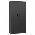 Armadio in acciaio verniciato nero per garage, con 4 ripiani regolabili, 173x76x38 cm