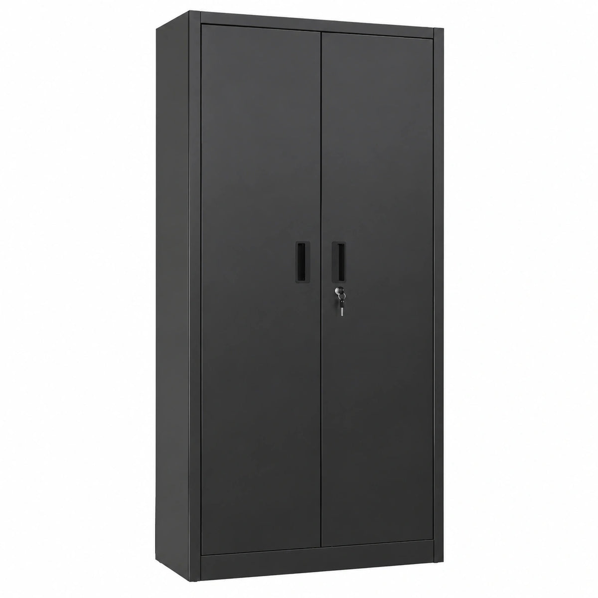 Armadio in acciaio verniciato nero per garage, con 4 ripiani regolabili, 173x76x38 cm