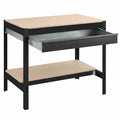 Banco da Lavoro in Antracite e Legno con Capacità di 600 kg, Ripiano per Cassetti, 842x1210x760 mm