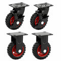 Set di 4 Ruote in Gomma Piena 125mm per Carichi Pesanti, 500kg, con 2 Girevoli Frenate e 2 Fisse