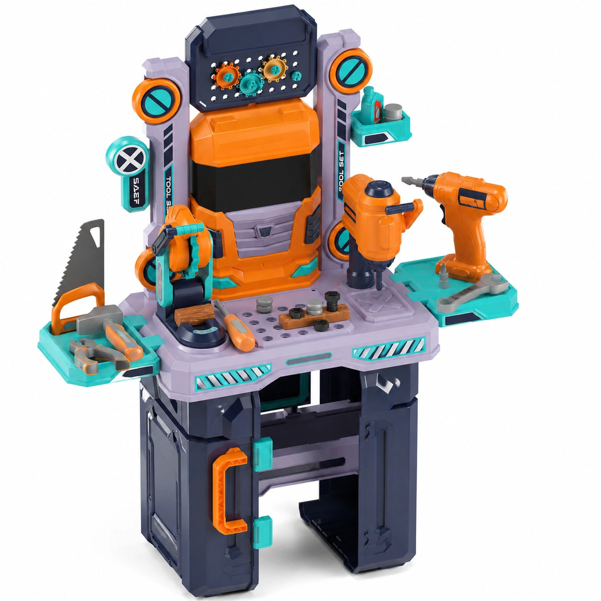 Banco da Lavoro per Bambini Trasformabile con Trapano Elettrico e Luci, 83 cm, Gioco Educativo 3-5 Anni